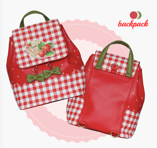 BerryQ~Country Lolita Bag Strawberry Picnic Basket Backpack red backpack  