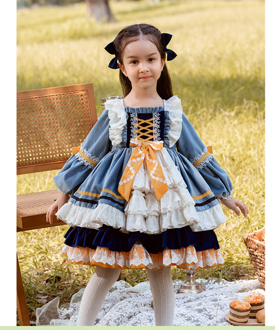 Kid Lolita Blue Princess Dress Flounce Hemline   