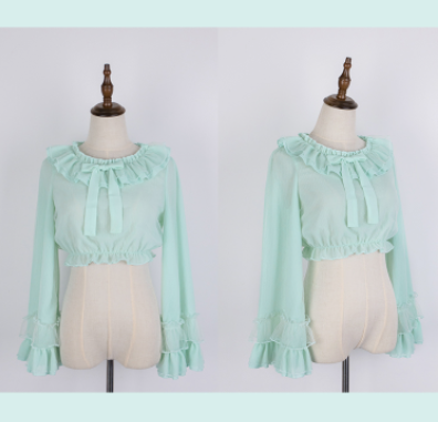 Sakurada Fawn~Plus Size Lolita Blouse Cheese Chocolate Long Sleeve   