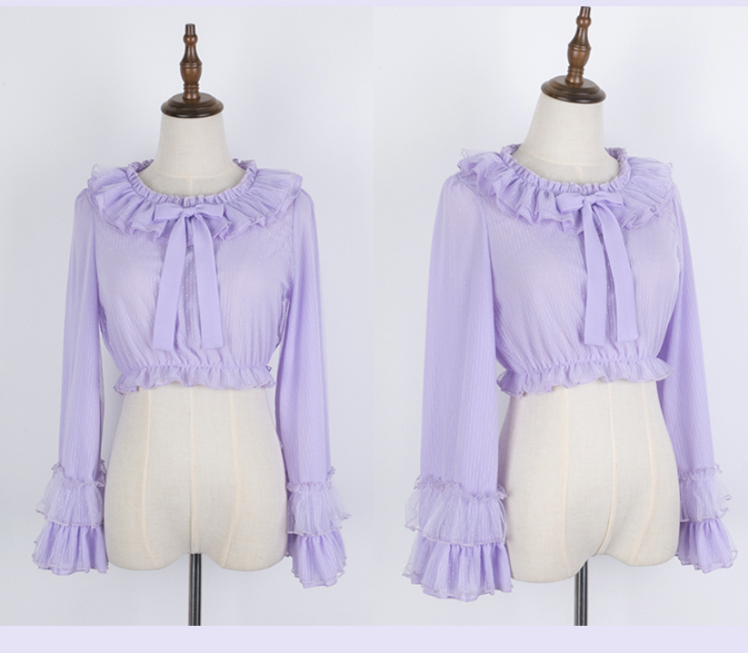 Sakurada Fawn - Plus Size Lolita Blouse Cheese Chocolate Long Sleeve