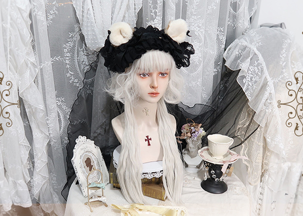 Pippi Palace~Lolita Curly Wig White Braid Wig   