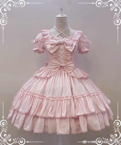 (Buy for me) Little Bear~Cotton Lolita Halter OP Dress S pink OP 