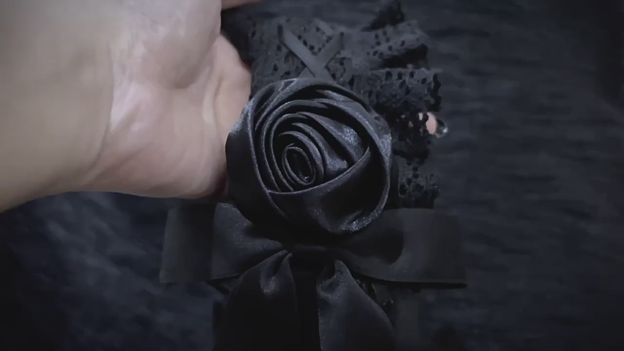 Strange Sugar - Gothic Handmade Black Rose Hairband