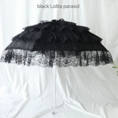 Sweet Lolita Princess Dreamy Lace Lolita Parasol Multicolors black Lolita parasol  