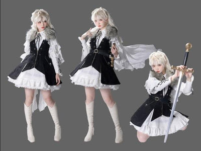 (Buy for me) Wuyuzhe~Tale Bringer's DRAGOON~Gothic Lolita Short Version Full Set free size black embroidery vest 