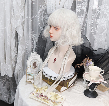 Pippi Palace~Lolita Curly Wig White Braid Wig   