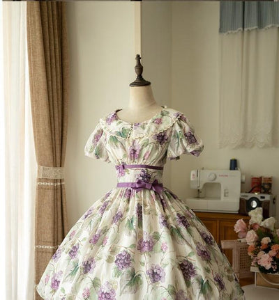 Forest wardrobe~Forest Small Grape~Retro Lolita Summer Dress S Round-neckline OP dress white