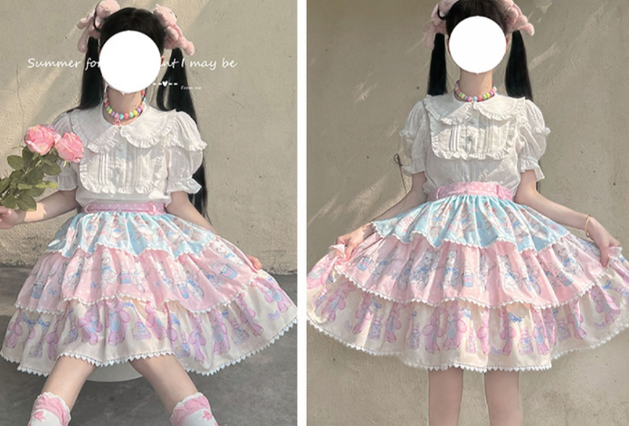 Sakurada Fawn - Plus Size Lolita Shirt Solid Color Short Sleeve Blouse