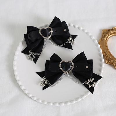 Xiaogui~Dark-themed Gothic Lolita Heart Hair Clips No.4 heart hexagram clips (a pair)  