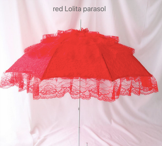 Sweet Lolita Princess Dreamy Lace Lolita Parasol Multicolors red Lolita parasol  