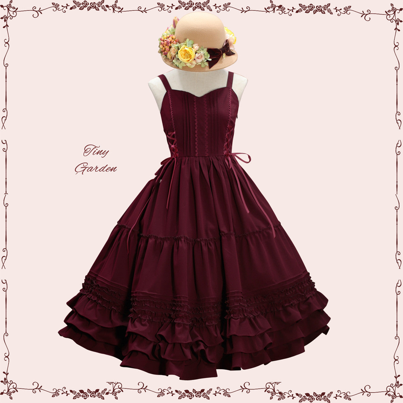 Tiny Garden~Garden Dance 2.0 Elegant Lolita JSK S wine red (suit for all seasons) 