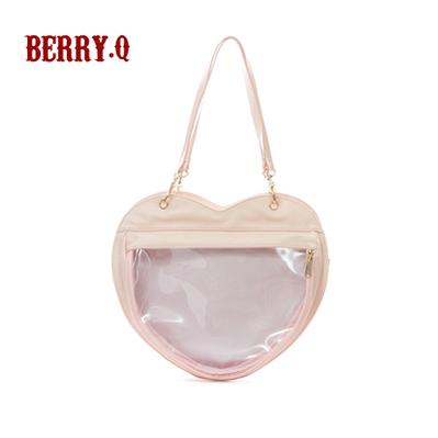 BerryQ~Casual lolita Ita Bag Transparent Heart-shaped Daily Bag sakura pink  