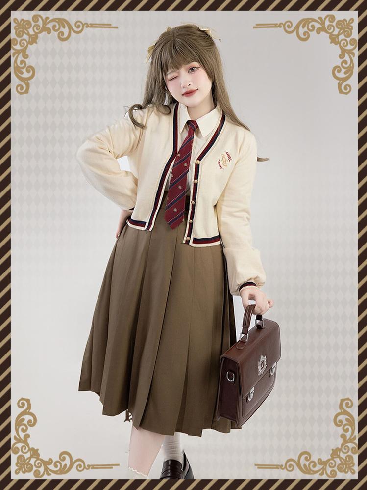 Yingtang~Plus Size Lolita JK Suit Royal College Vintage XL golden brown skirt (long version) 