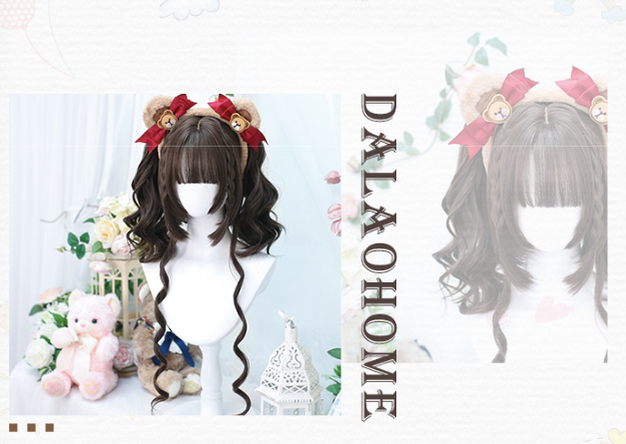 Dalao Home~Kawaii Lolita Natural Double Ponytail JK Short Wig   