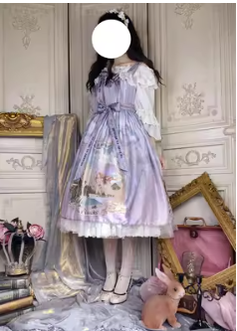 Cat-Romance~The Voice of Eco~Vintage Lolita Summer JSK Pinkish-purple（not open front） S 