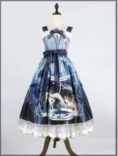 Cat-Romance~The Voice of Eco~Vintage Lolita Summer JSK dark blue（not open front） S 