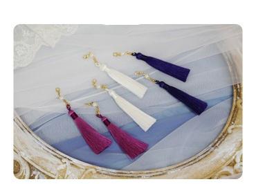 (Buy for me) NyaNya~Bright Moon On The Sea~Lolita Headdress and Accessories pearl tassel hanging ornament(a pair) blue 