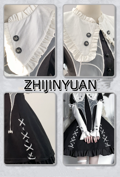 ZhiJinYuan - Spider Witch - Gothic Lolita Dark-theme Cobweb Unique OP