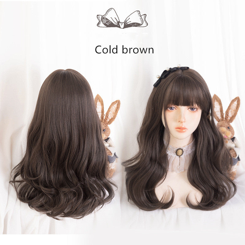 Hengji~Natural Color Long Curly Lolita Wig cold brown  