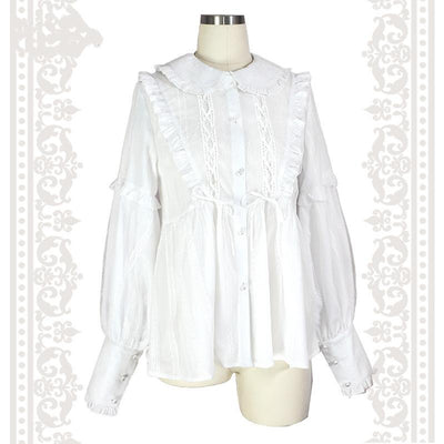 CastleToo~Ballet~Classic Lolita Mutton Sleeve Lantern Shirt M white shirt 