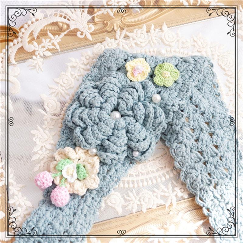 Fox Cherry~Purple Green Country Lolita Knitting Flower Hairband   