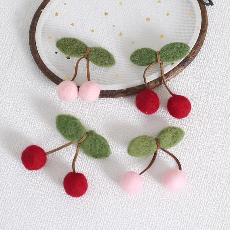 Xiaogui~Handmade Kawaii Wool Felt Cherry Clips   