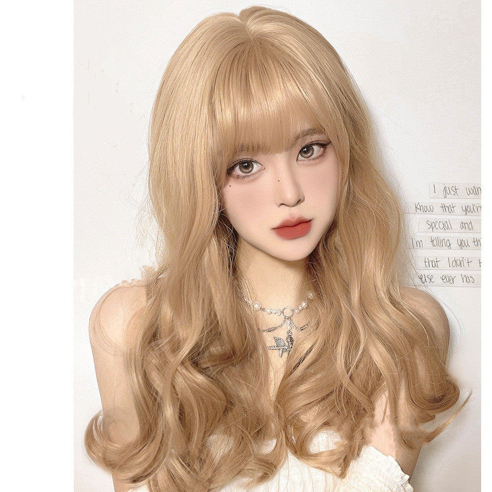 Sweet Lolita Long Culy Blonde Synthetic Wave Wig   