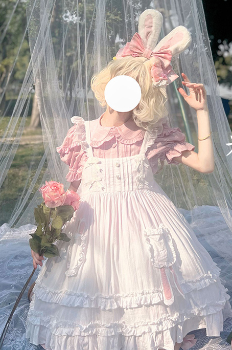 Sakurada Fawn - Plus Size Lolita Shirt Solid Color Short Sleeve Blouse