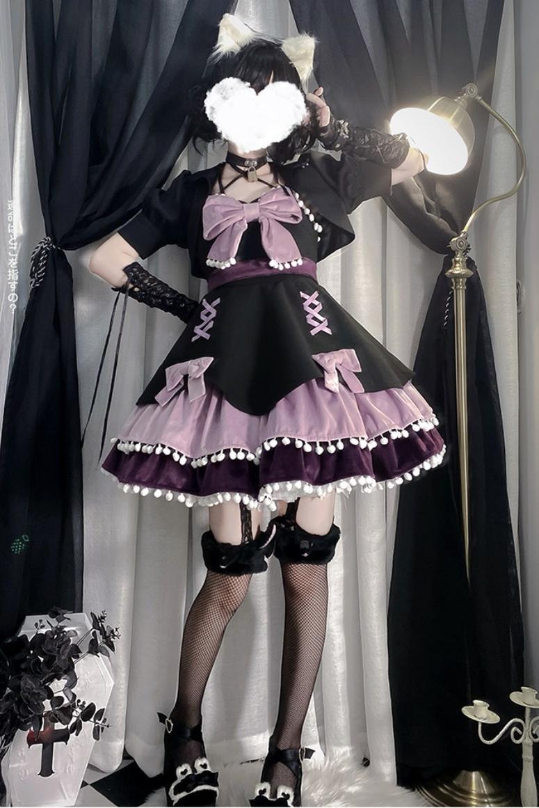 (Buy for me) With PUJI~Demon Rabbit~Sweet Purple Lolita Hood and JSK Set   