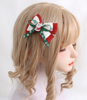 Xiaogui~Christmas Tree Lovely Bear Bow Hair Clips santa claus fish-mouse clips (6cm)  