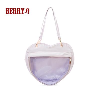 BerryQ~Casual lolita Ita Bag Transparent Heart-shaped Daily Bag taro purple  