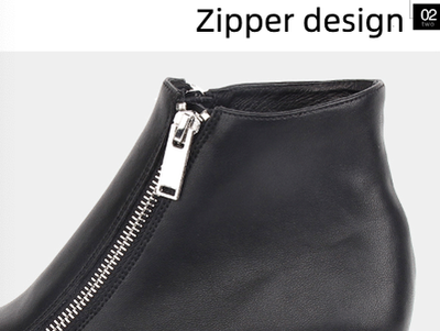 Angelic imprint~Punk Lolita Double-zipper Black Leather Platform Shoes   