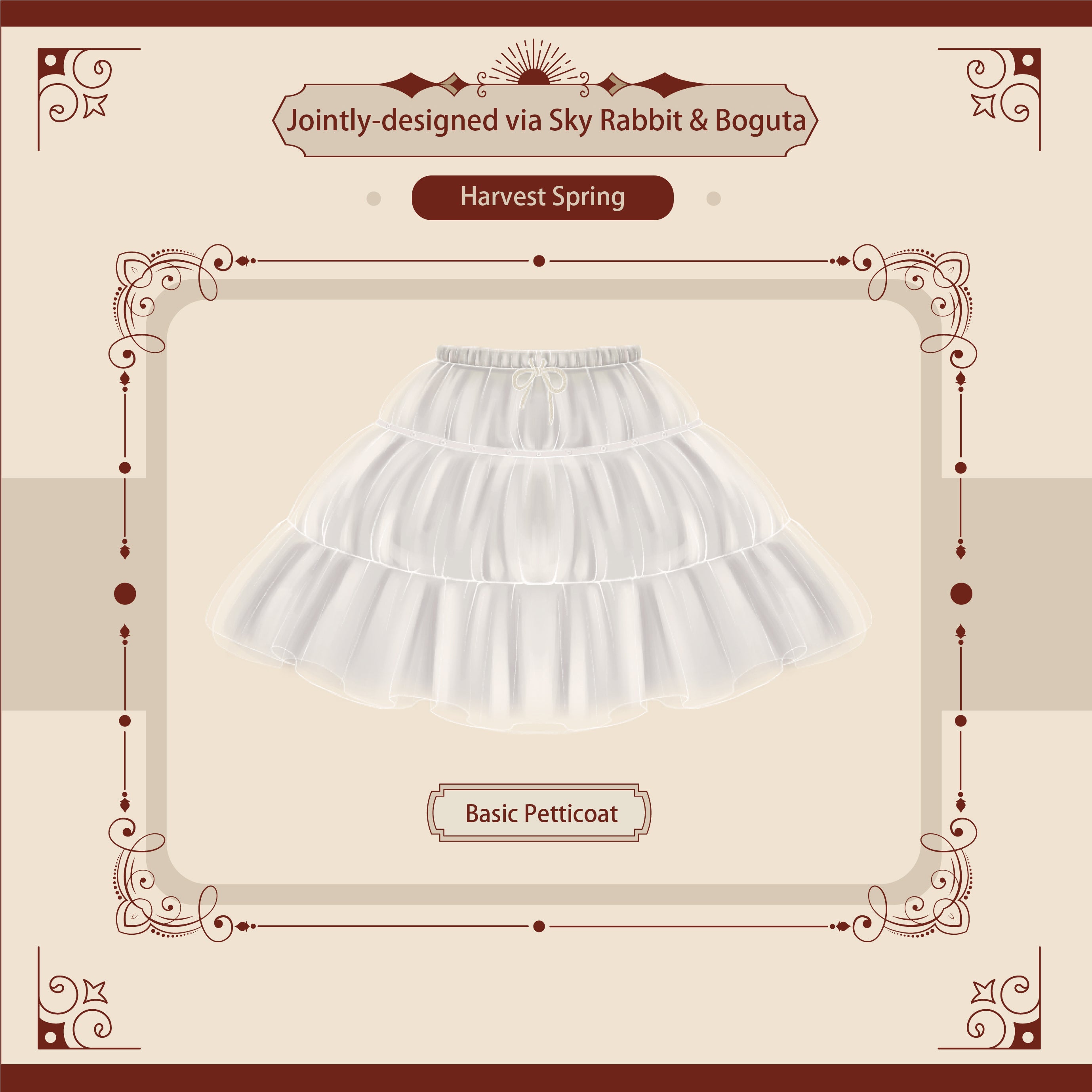 Sky Rabbit - Harvest Spring - 35cm/45cm Basic Lolita Petticoat One Size 35cm white