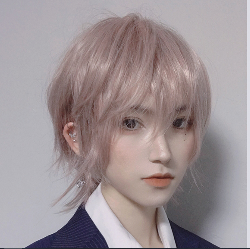 PippiPalace~South Shore Boys~Short Straight Ouji Lolita Wig pink  