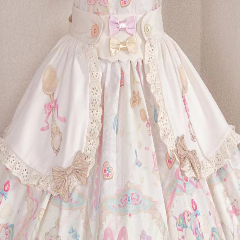 (Buyforme)Moonlight Tavern~Dessert Unicorn Sweet Lolita Accessories apron only (pink yellow) free size 