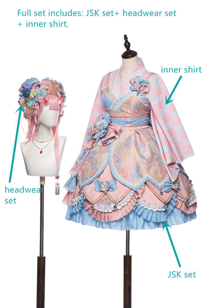 Youpairui~Wa Lolita Lolita Style Tea Party Sakura JSK S full set (will get one pair of tassel hairpin for free) 