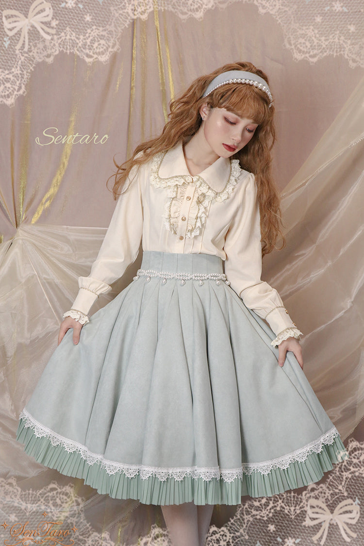 Sentaro - Canneles Elegant Classic High Waist Lolita Skirt S grass green long style
