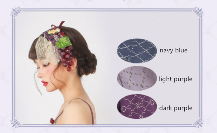 Magic Tea Party~Grape Princess Lolita Bag/Scarf/KC grape hairclip navy blue 