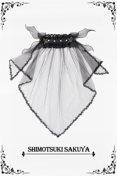 Sakuya Lolita~Whisper of Stars~Vintage Lolita Headdress Star Head Veil black headband with the veil  