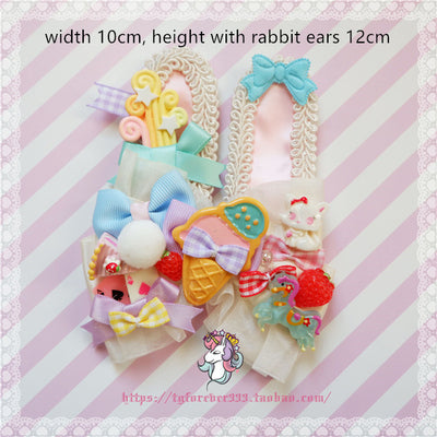 Fox Cherry~Kiawaii Lolita Pink Hairclip Bag Accessory ice cream rabbit ear  