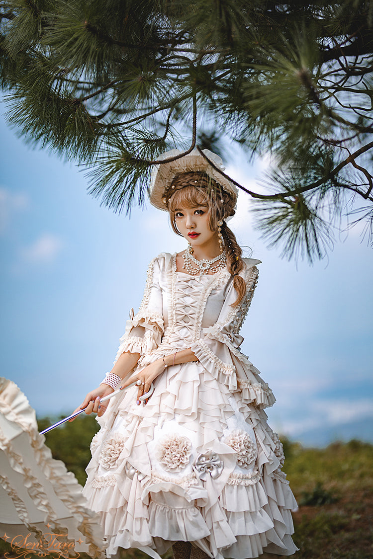 Sentaro~Snow Ear~ Rococo Lolita OP Tea Party Dress 4108:16573