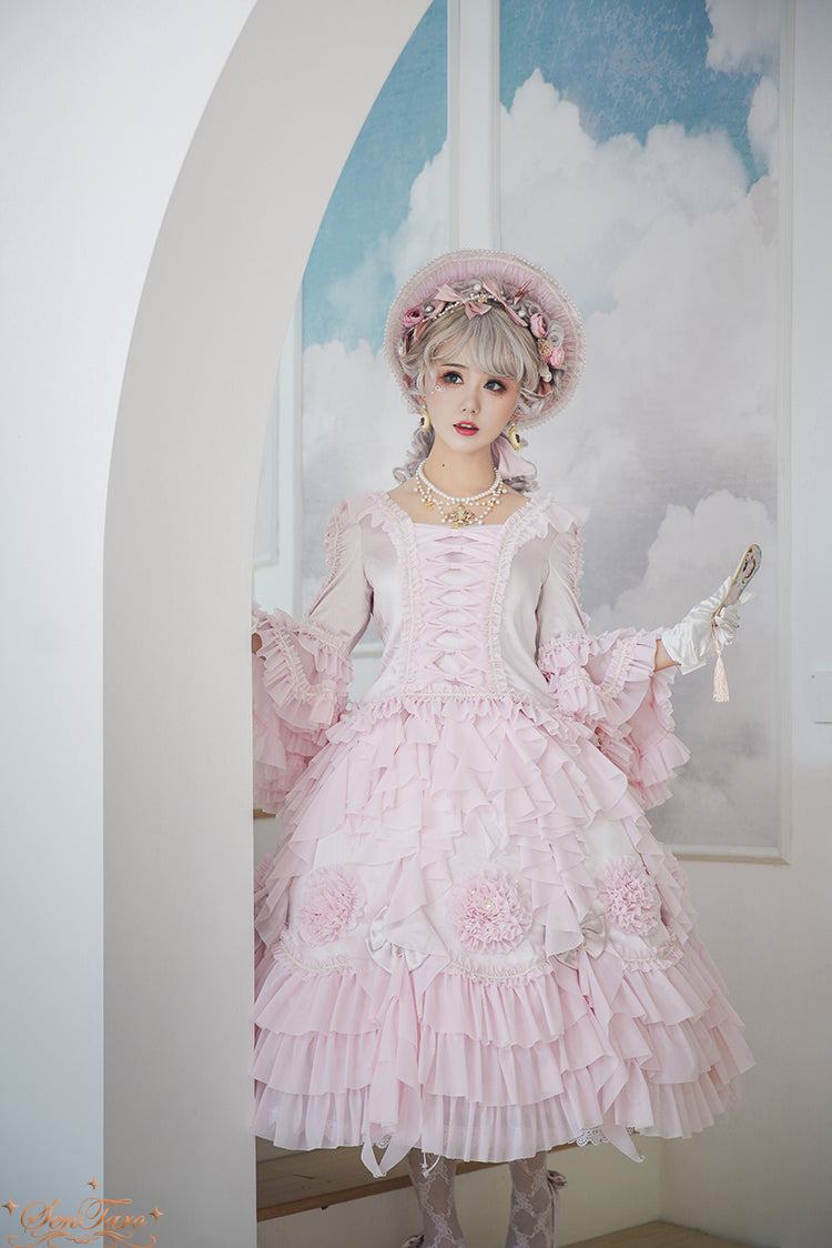 Sentaro~Snow Ear~ Rococo Lolita OP Tea Party Dress S light pink blouse