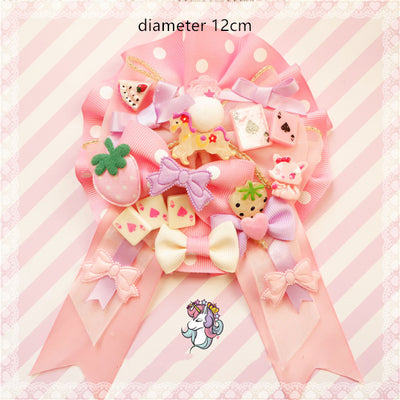Fox Cherry~Kiawaii Lolita Pink Hairclip Bag Accessory pink badge  