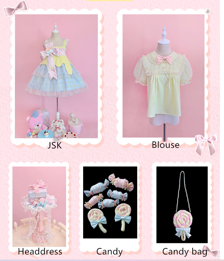 Alice Girl~Rainbow Candy Lolita Blouse Peter Pan Collar Shirt   