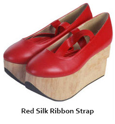 Seventh Sense~Lace Up Japanese Style Wa Lolita Shoes 37 red silk ribbon strap
