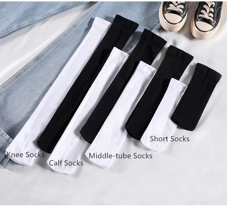 Velvet Solid Color Summer Lolita Calf Socks Knee Socks short socks white free size 