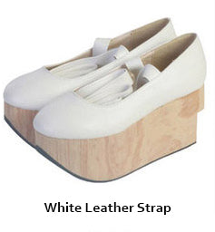 (BFM)The Seventh Sense~Japanese Style Lace Up Wa Lolita Shoes Size 40-44 40 white leather strap 