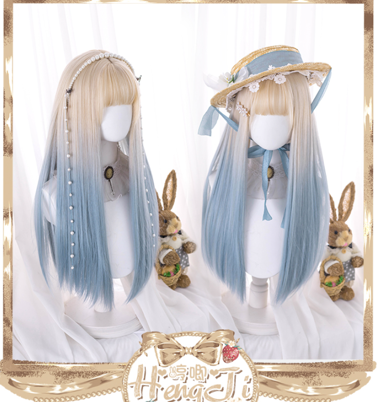 Hengji~Y2K Gradient Color Long Straight Lolita Wig   