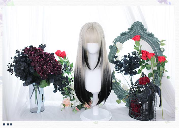 Dalao Home~Lolita Long Straight Gradient Black Wig   