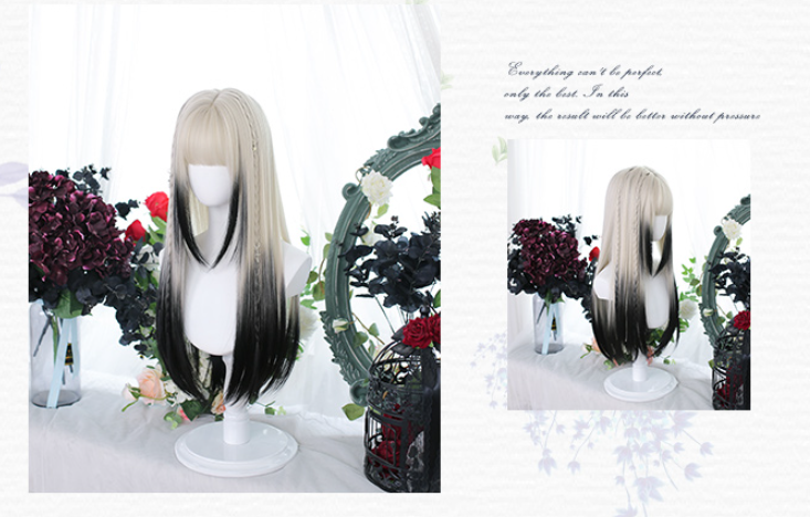 Dalao Home~Lolita Long Straight Gradient Black Wig   